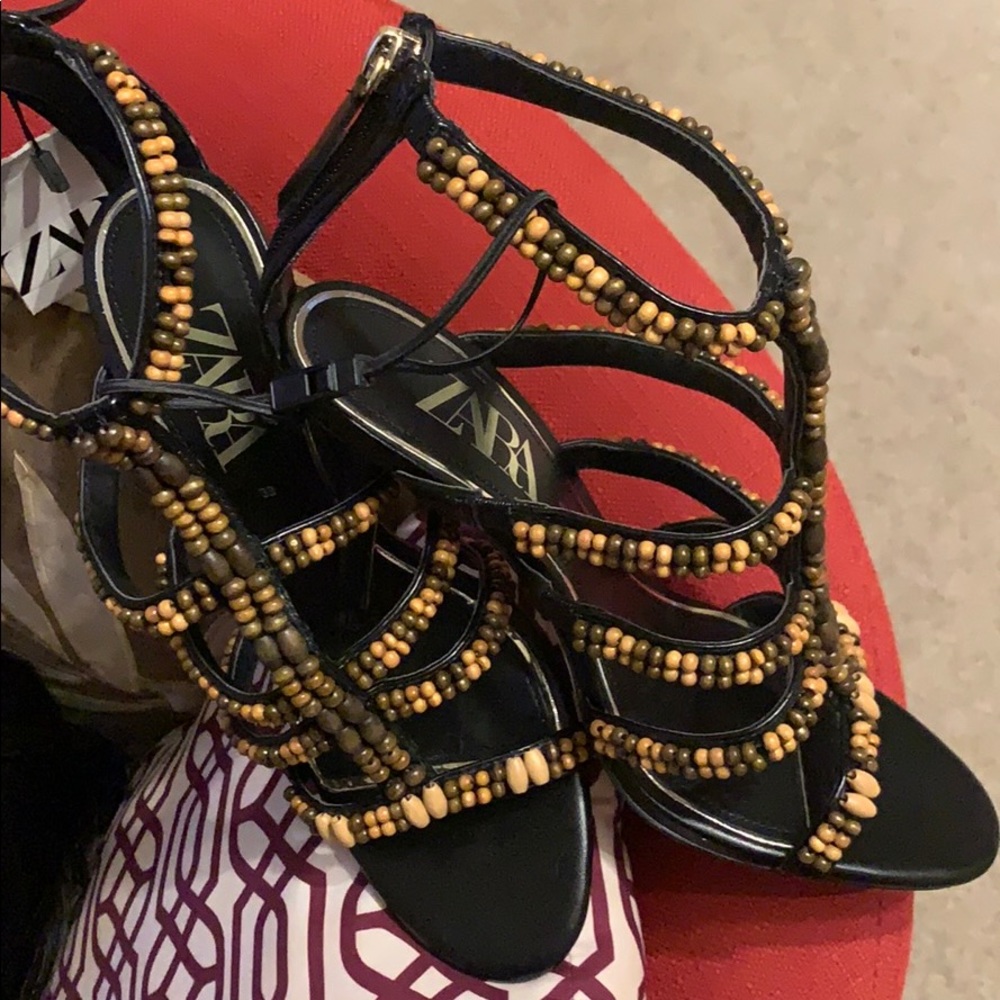 Zara beaded heeled sandals